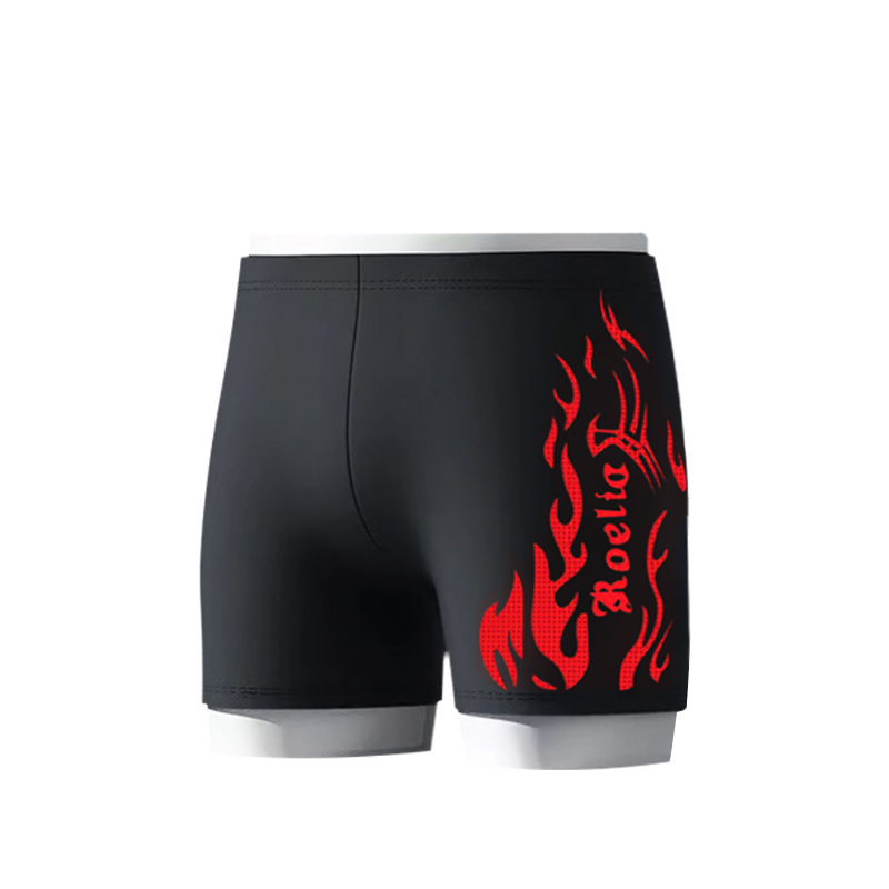 Picture of Wholesale swimming trunks men's factory direct supply blue and red flame plus size men's boxer swimming trunks wholesale hot spring Beach