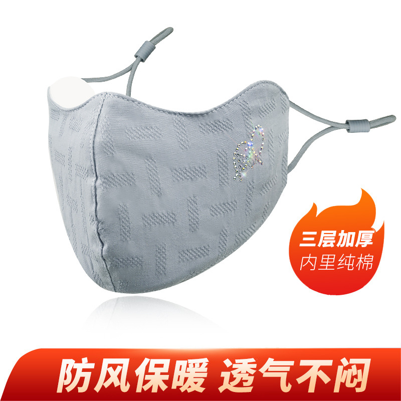 Picture of Autumn and Winter Warm Masks for Women, Eye Protection, Cycling, Dustproof, Windproof, Cold-Proof, Thickened Pure Cotton 3-Layer Cotton Cloth Masks Wholesale