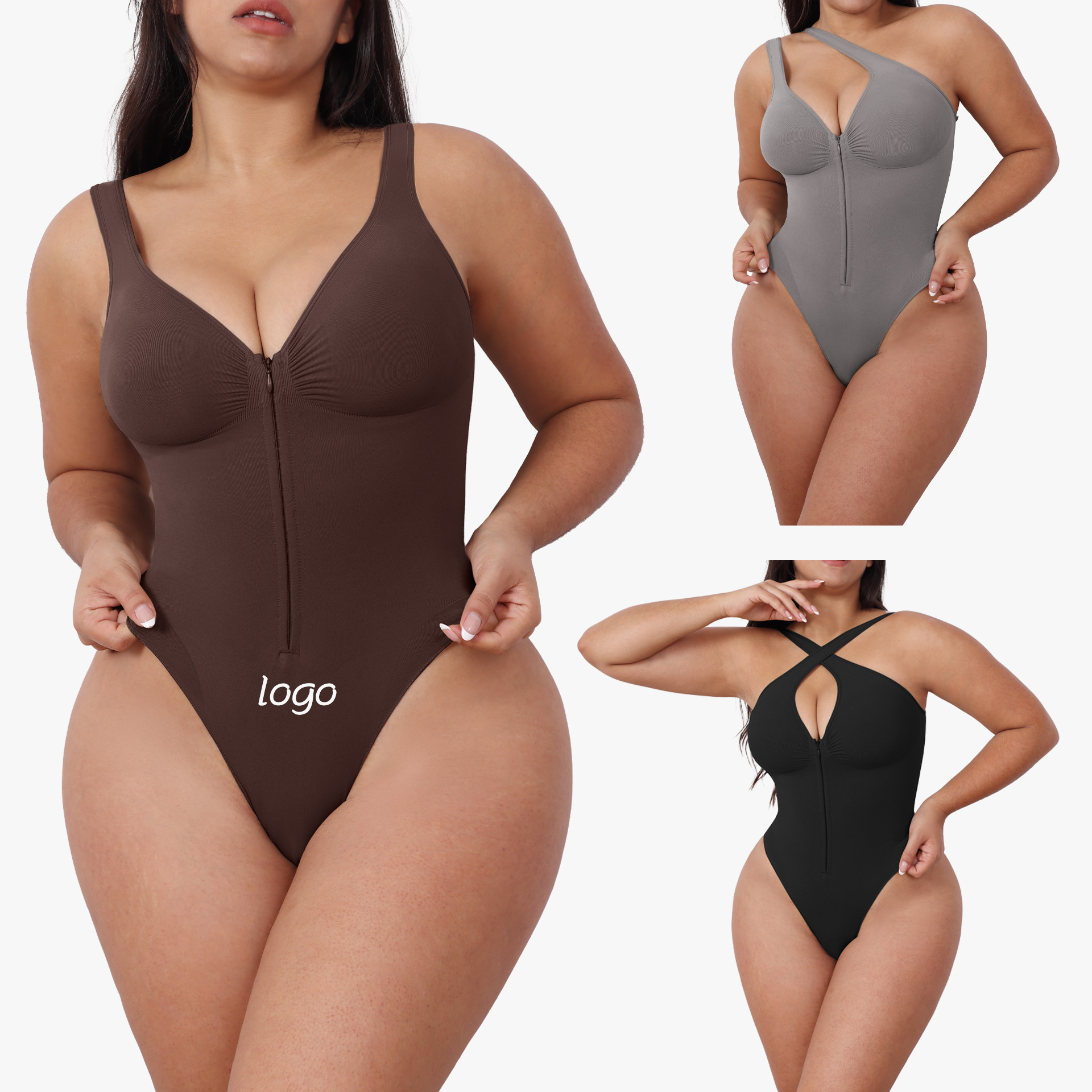 New Arrival Tunic Seamless Shaping Strong Abdominal Sling Suit Suit Underwear Zipper Backless Hip Shaping Suit
