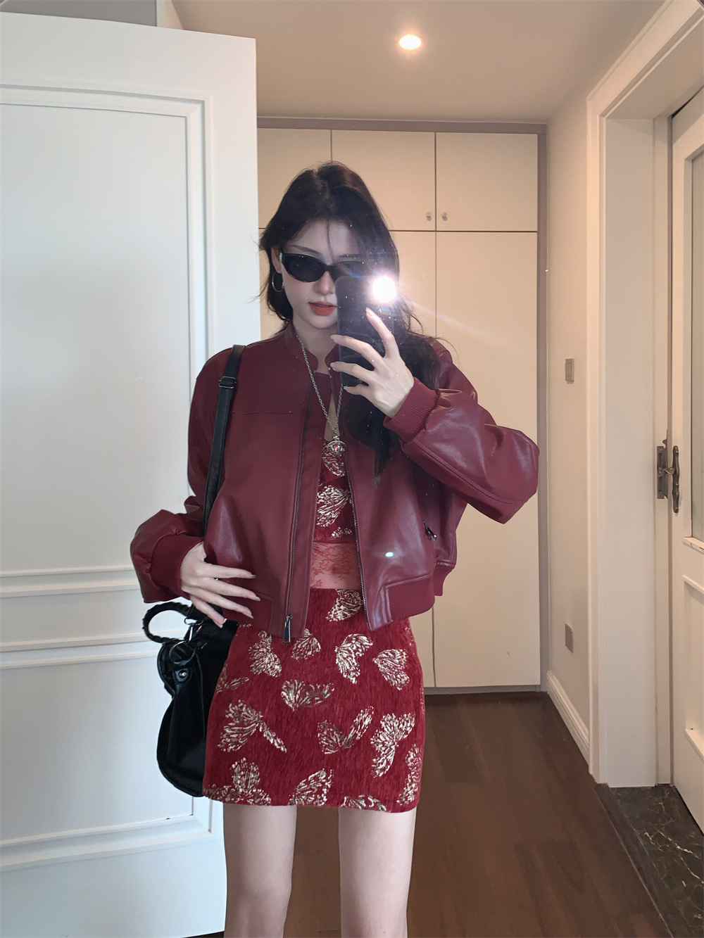 Early Autumn American Style Ancora Red Leather Coat Women's High Sense 2025 New Short Jacket
