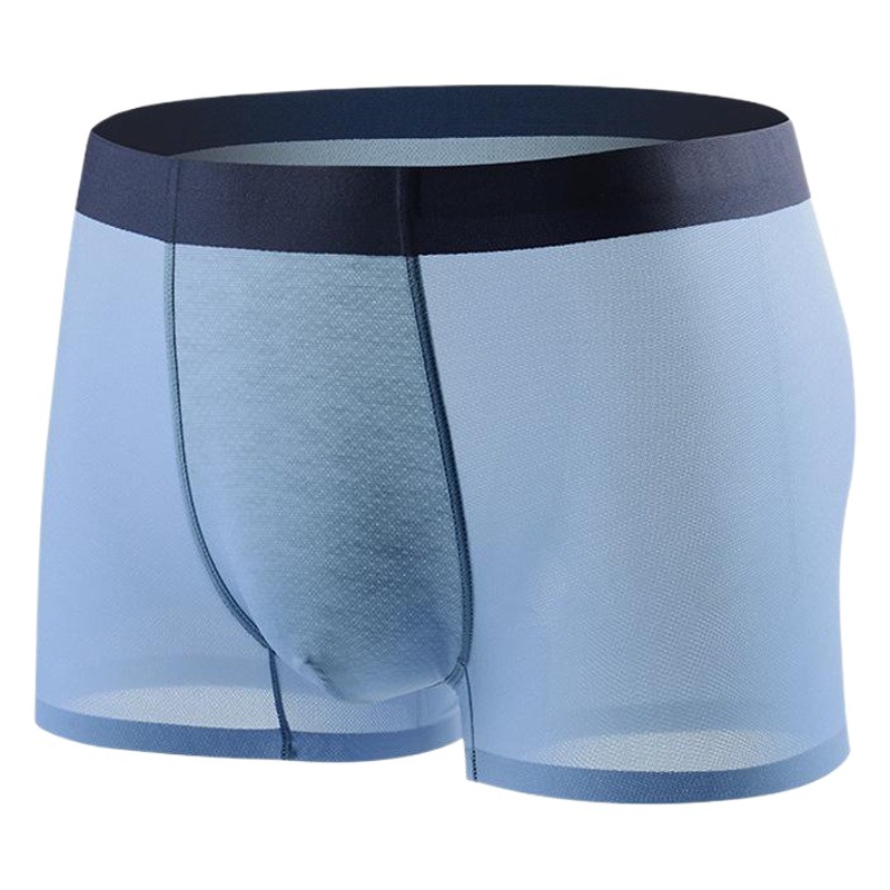 Source manufacturers flying ice silk seamless men's underwear solid color breathable mesh antibacterial summer men's boxer pants wholesale