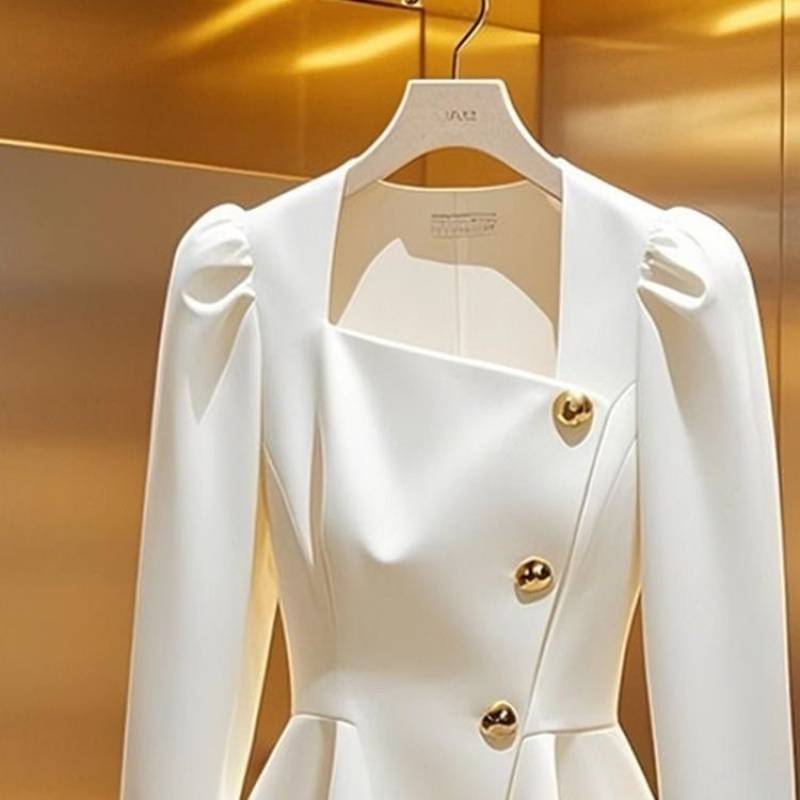Picture of French Style Small Fragrant Style Waist-Cinching Long-Sleeved Shirt New Age-Reducing Korean Style Square Collar Shirt Top for Women