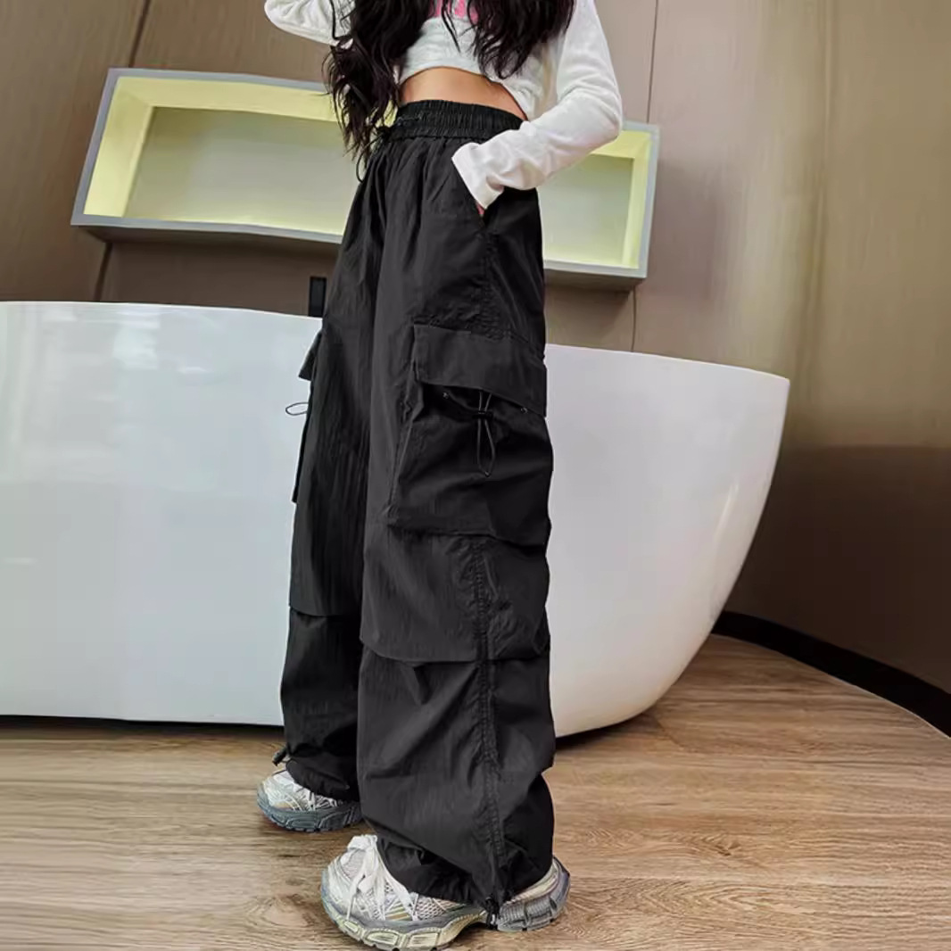 Girls' Workwear Casual Pants Summer New Children's Quick-drying Wide-leg Pants Big Children's Summer Fashion Cool Street Dance Anti-mosquito Pants