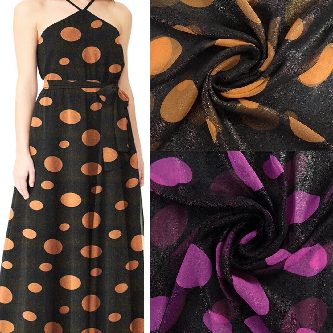Big Wave Point Mulberry Silk Jochi Fabric 8 Mm Bronzing Antique Shiny Elegant Hanfu Breathable Fabric