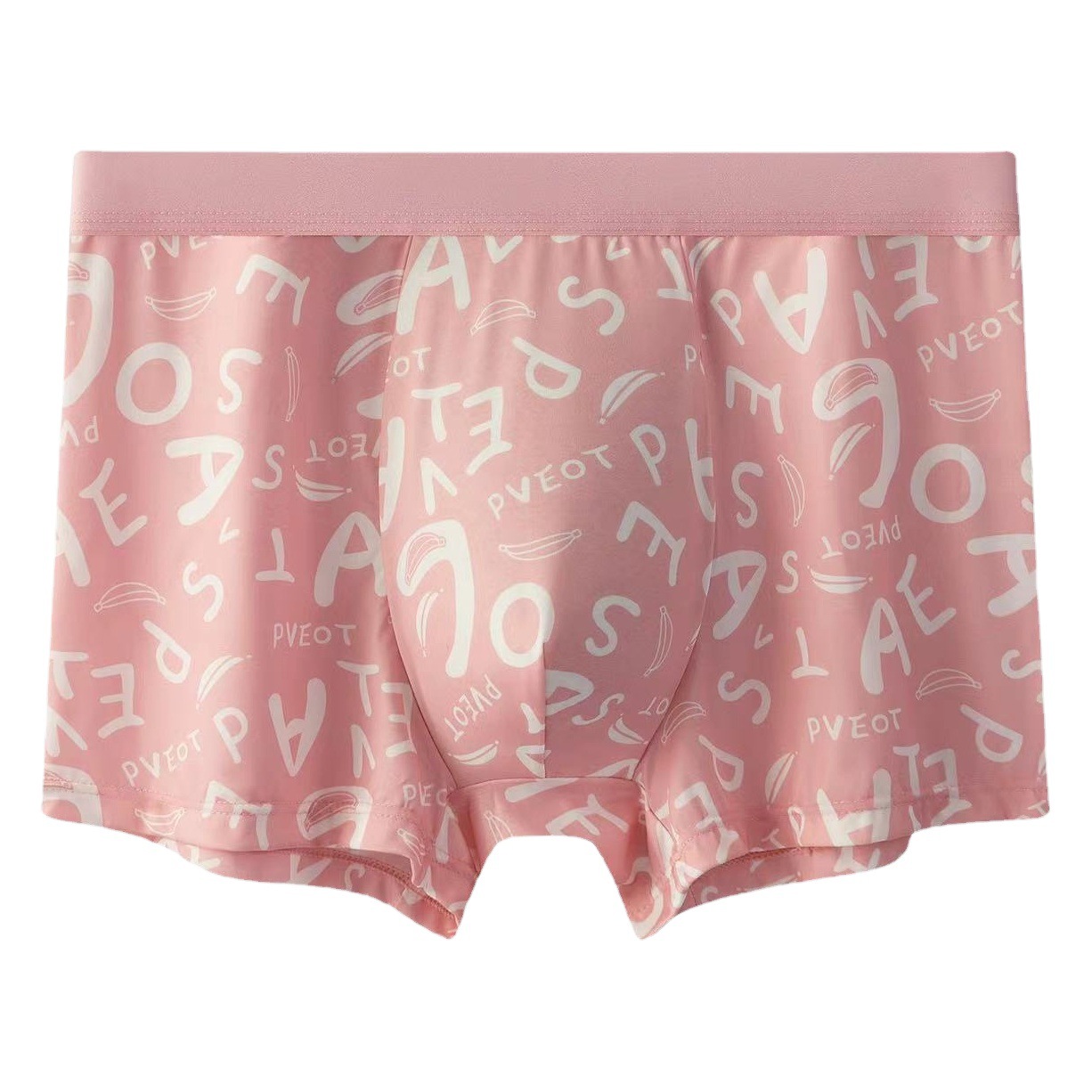 Four-piece Men's Ice Silk Seamless Underwear Ultra-thin Breathable Fashion Printed Trendy Comfortable Boxers Boxers