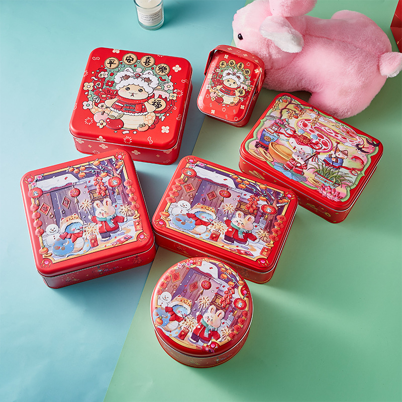 Zodiac Year of the Snake Cookie Tin Box First Birthday White Rabbit Milk Candy Wedding Candy Box Souvenir Candy Box