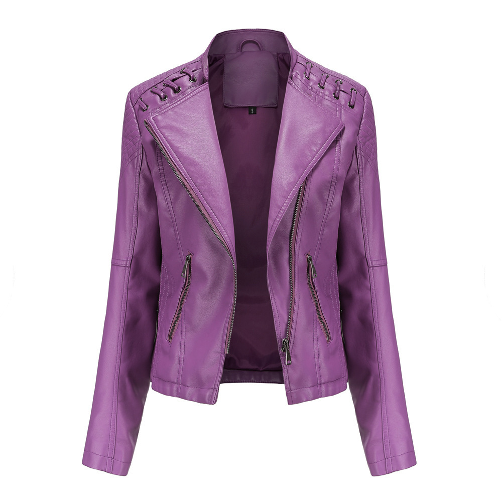 Picture of Exquisite leather jacket youthful fashion European and American women's leather jacket short jacket slim-fit thin