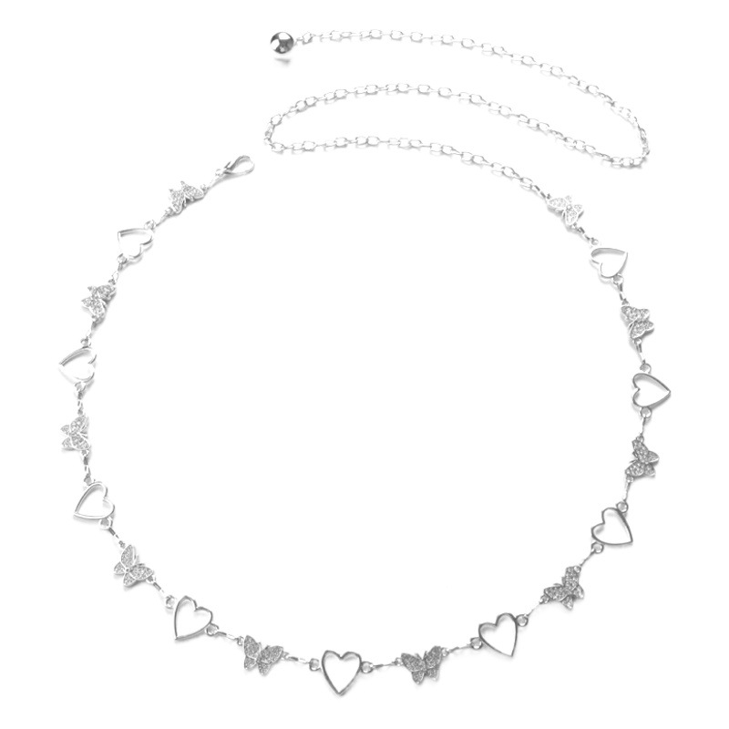 Cross-border New Retro Metal Waist Chain Women's High-end Fashion Butterfly Love Waist Decoration Simple All-match Waist Chain