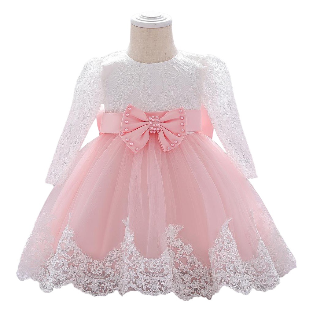 Amazon Children Baby Princess Dress Girls Lace Long Sleeve Puffy Baby Wash Dress Baby Full Moon Baby