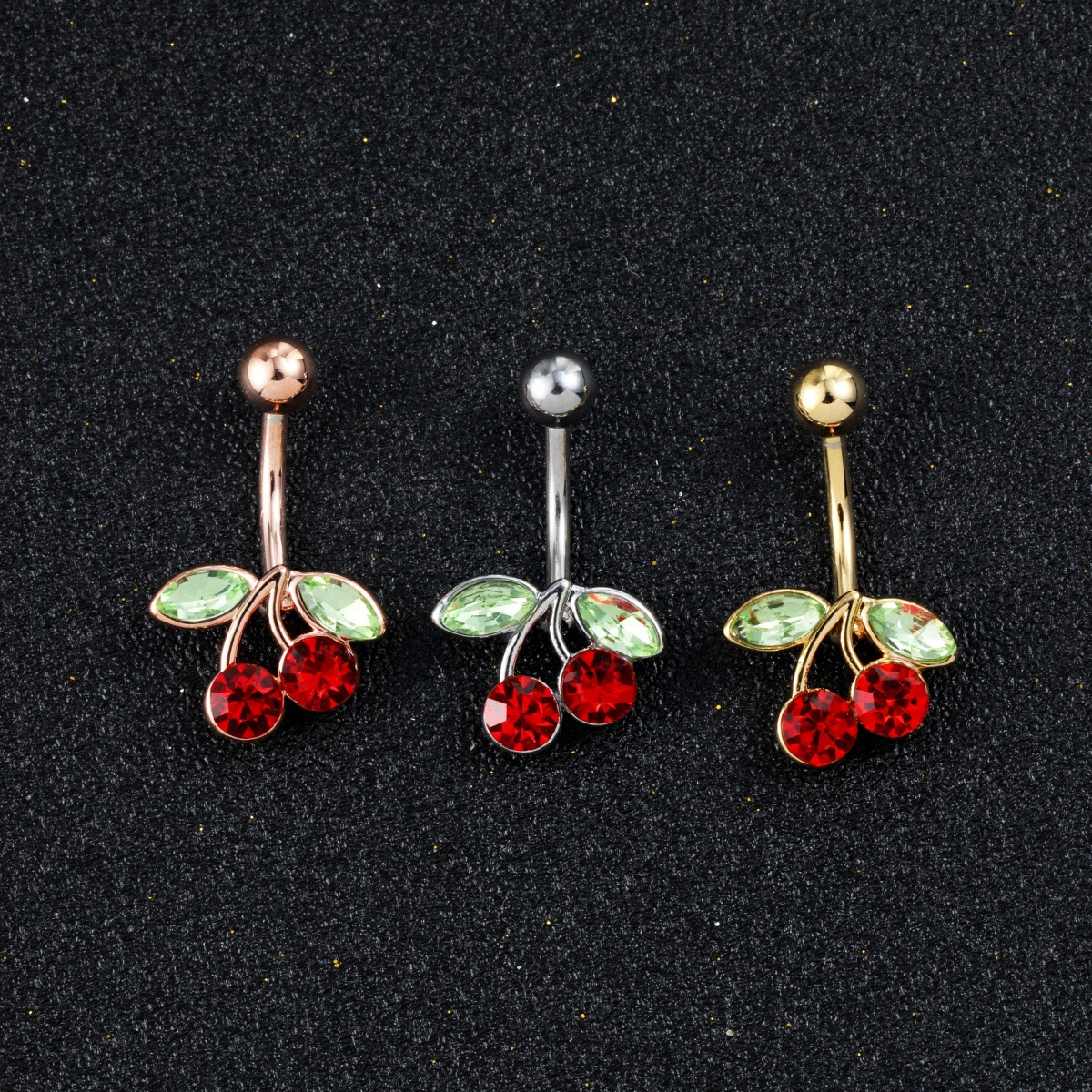 AliExpress ebay hot belly button ring cherry zircon belly button nail stainless steel rod body piercing jewelry belly button