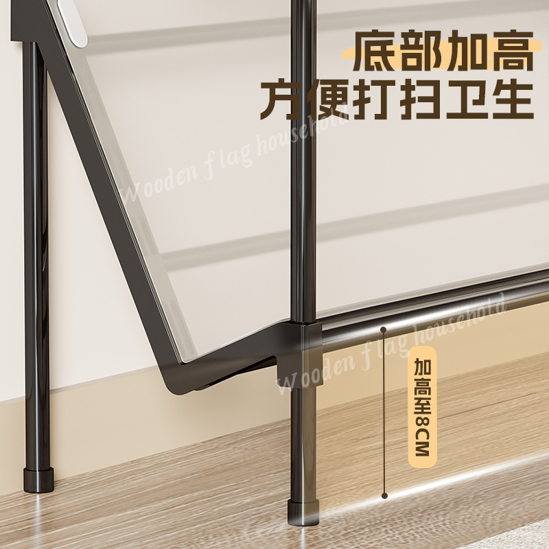 Picture of Simple shoe rack inclined multi-layer sandwich household storage shoe cabinet 2025 popular entrance door small narrow door shoe rack