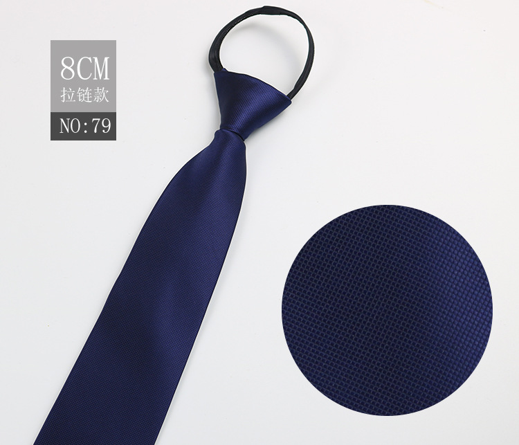 Picture of Factory Black Men's Tie Striped Blue Business Tie Lazy People Knot Free Zipper Tie in stock Wholesale