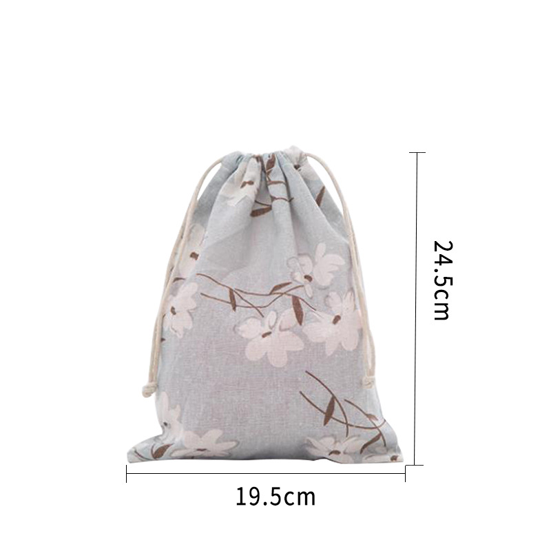 Picture of Printed cotton drawstring bag small bag home travel sundries storage bag Christmas gift packaging bag in stock