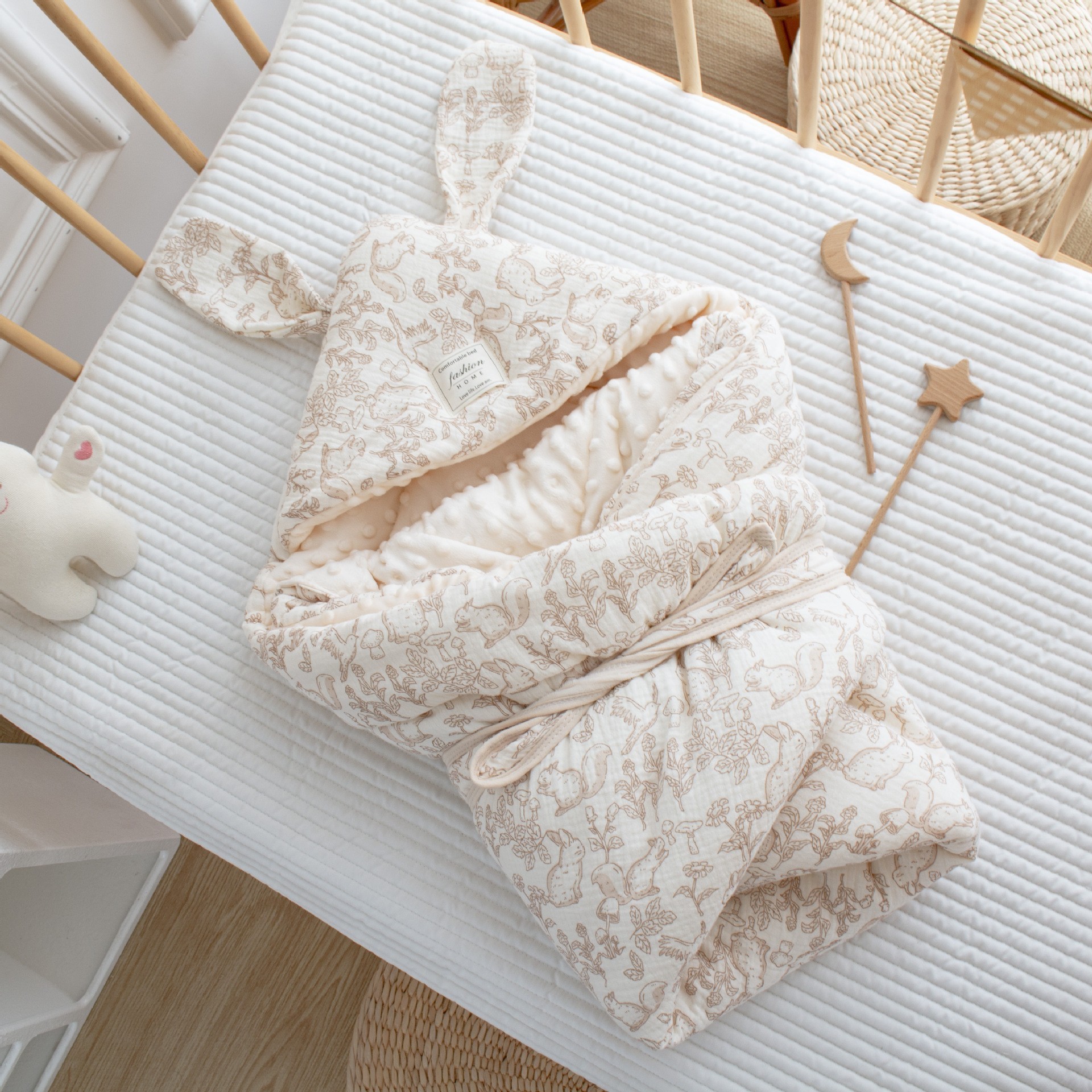 Picture of Autumn and Winter Cotton Baby's Ear Coated Cotton Cartoon Printing Newborn Birth Room Bean Blanket Thickened Cushion