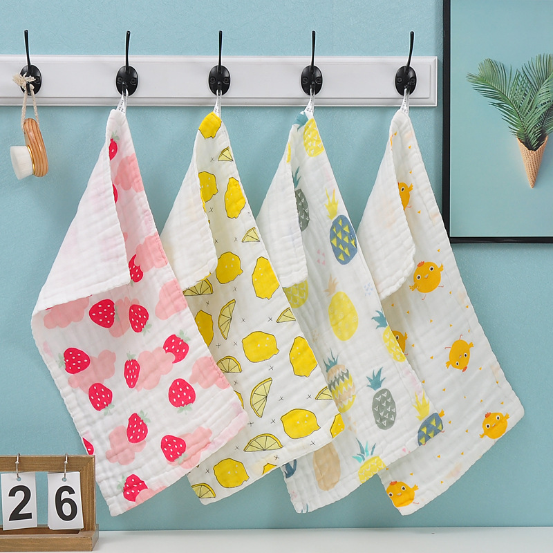 Picture of 6-Layer Seersucker Small Square Towel Kidsren's Towel Pure Cotton Type a Cotton High-Density Saliva Towel Kindergarten Small Towel Pure Cotton