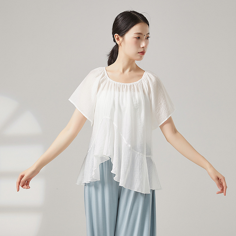 Picture of Classical Dance New Blouse Short-Sleeved Gauze Chinese Dance Modern Dance Practice Dance Clothing Tops for Women