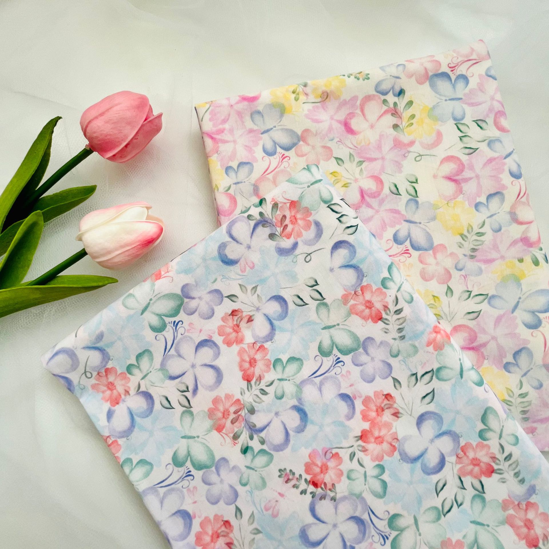 Cotton 60-Count Digital Printed Fabric, Small Floral Pattern, Bags, Home Clothes, Dress and Shirt Fabrics
