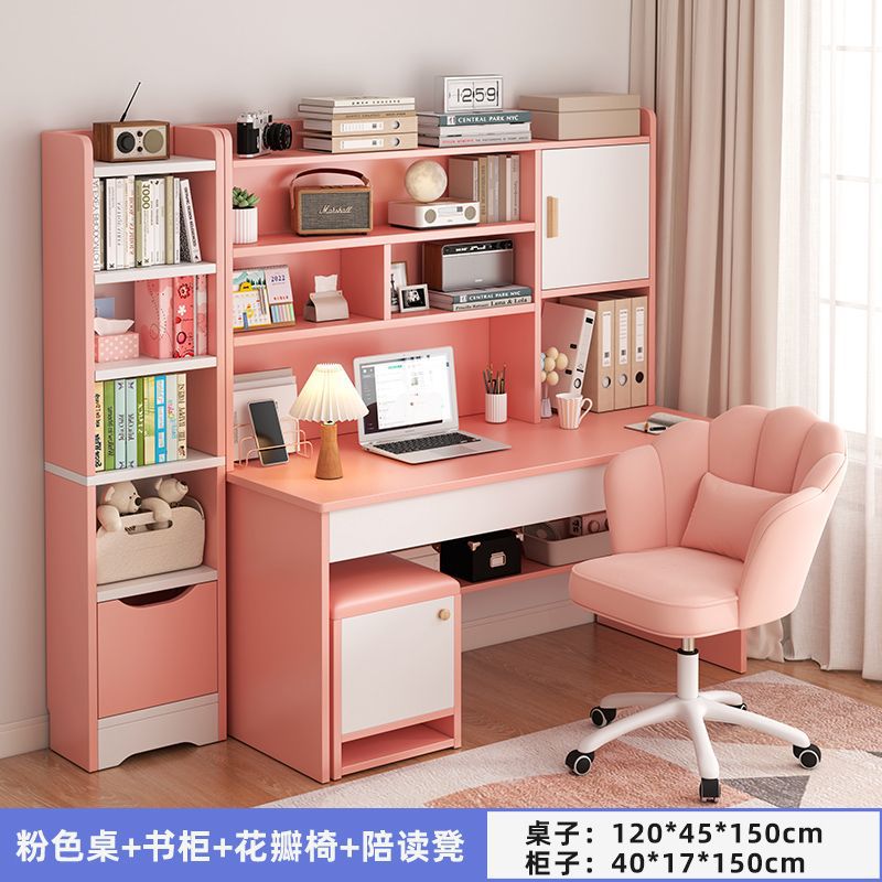 Picture of Student home study desk, children's desk, bookshelf combination table and chair set, simple bedroom, children's writing desk