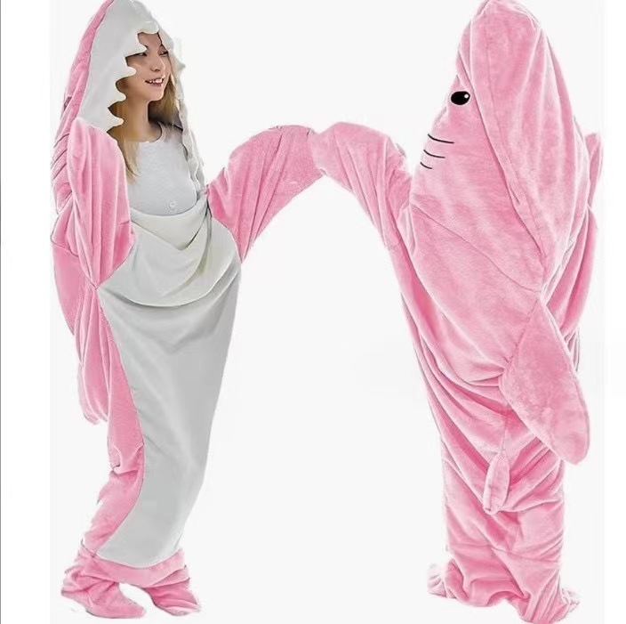 Picture of Cross Border Shark Sleeping Bag Adult Hoodie Sleeping Bag Flannel Home Clothes Loose One-piece Pajamas Shark Nightgown