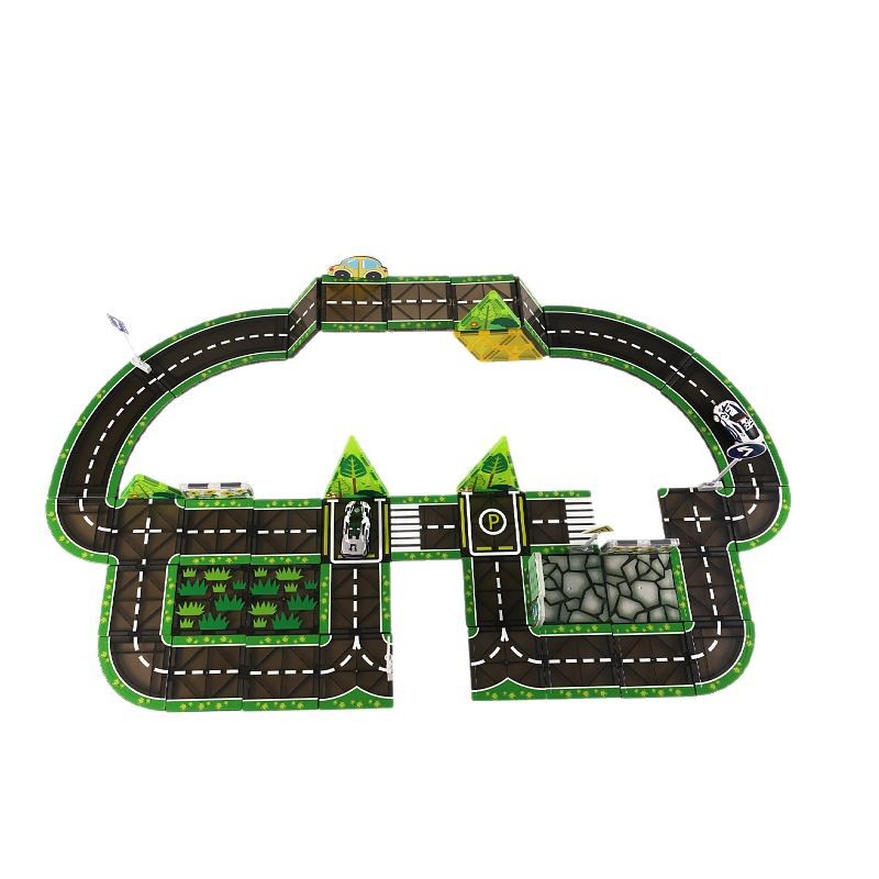 Picture of Cross-Border Construction Magnetic Building Blocks Road Magnetic Pieces City Traffic Building Crane Printing Uv Color Window Magnetic Pieces