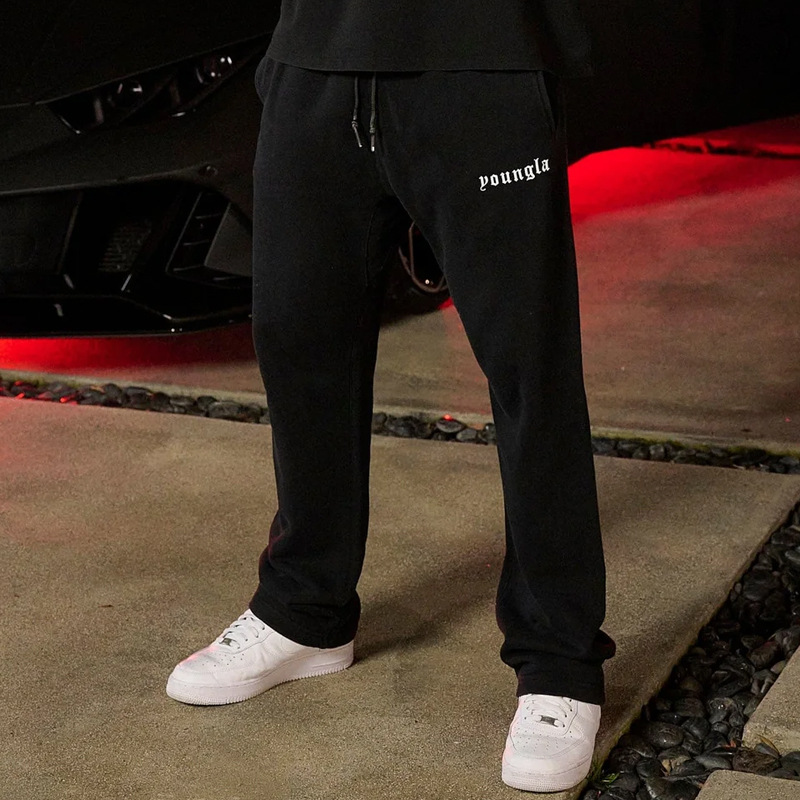 YOUNG LA men's sports pants autumn and winter new gym sports fitness cotton print bouquet feet leisure guard