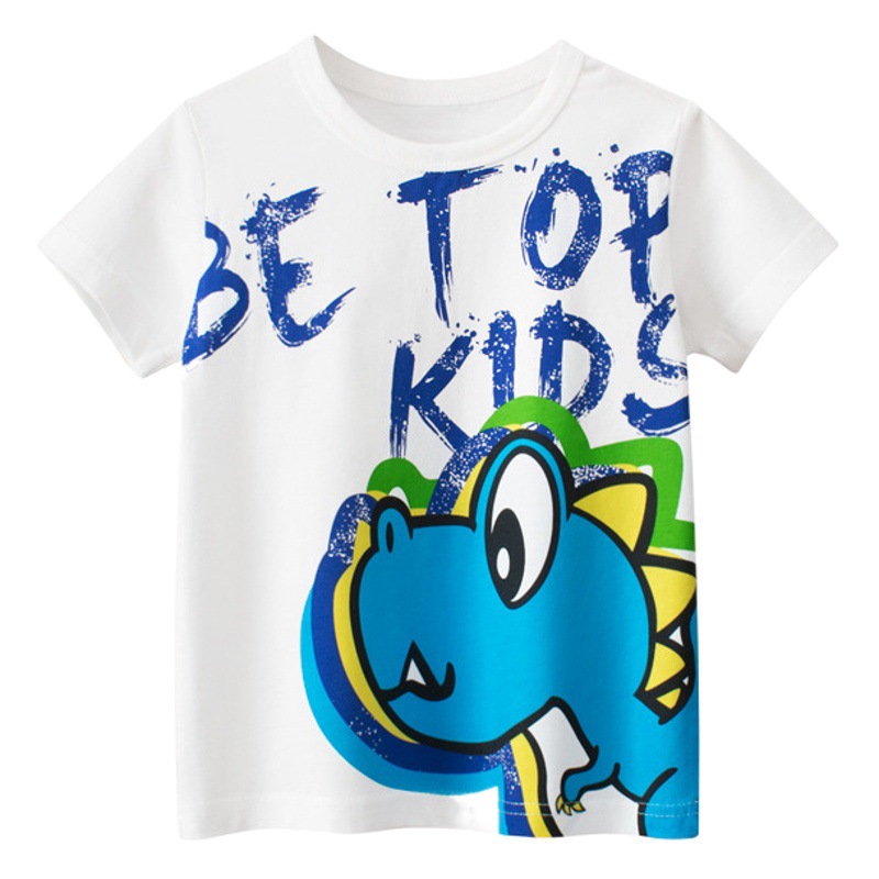 Small blue boat fashion brand children's clothing wholesale children's short-sleeved T-shirt summer baby boys' clothes cartoon dinosaur one-piece delivery