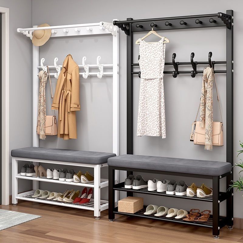 Shoe changing stool, hanging hanger, integrated shoe cabinet, household entrance coat rack, small entryway, soft bag cushion, shoe rack