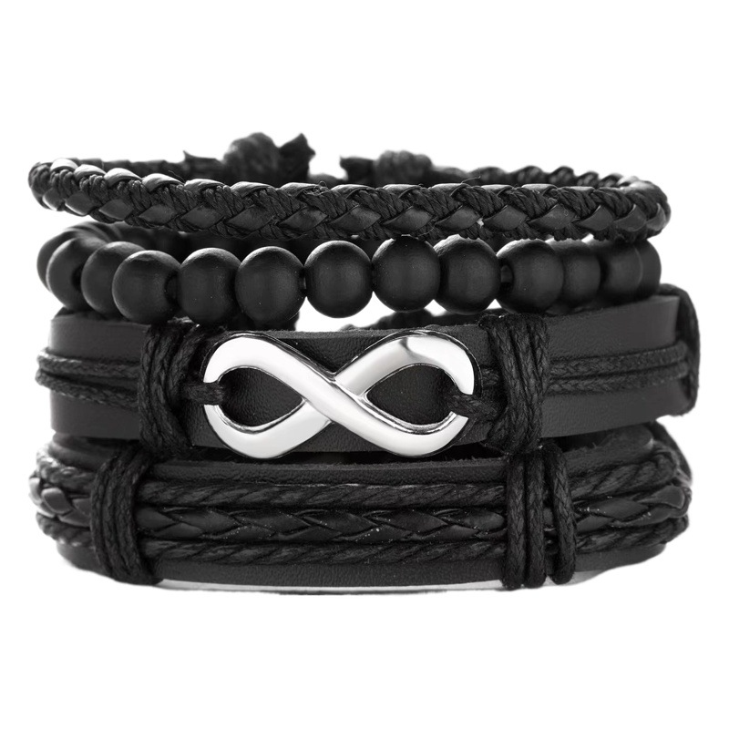 European and American Cross-Border Retro Multi-Layered DIY Simple and Versatile Hand-Woven Hand Jewelry New Versatile Punk Style Leather Bracelet