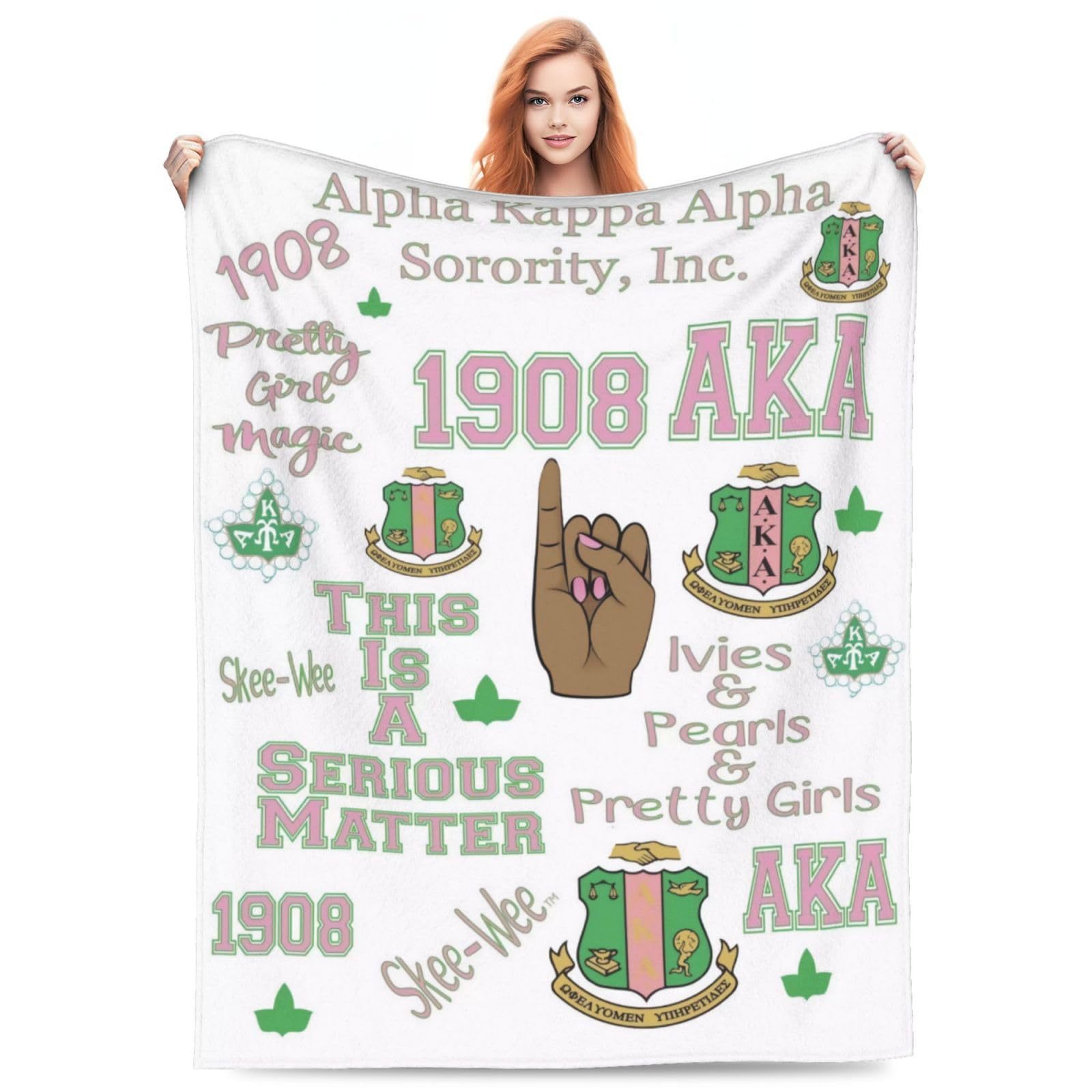 Picture of Cross Border AKA Girl Blanket Sorority Gift Soft Flannel Blanket Sisterhood Blanket for Women