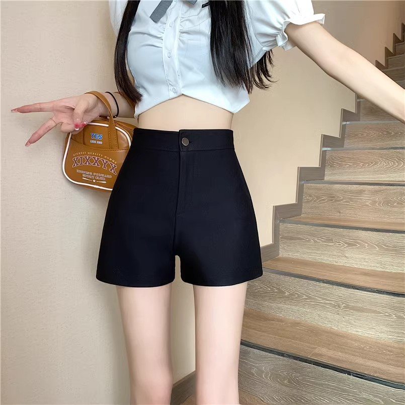 Black Suit Shorts Women's Summer 2024 New Hot Girls High Waist Slimming A- Word Casual Outer Wear Short Pants