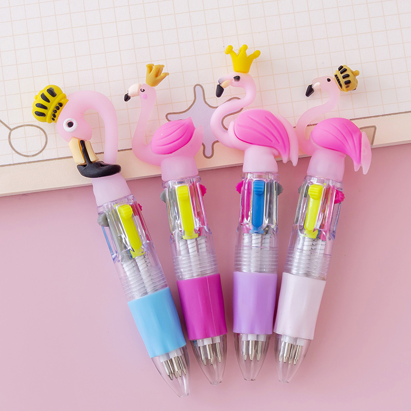 Picture of Korean cute cartoon cute head four-color mini color ballpoint pen student stationery gift prizes wholesale