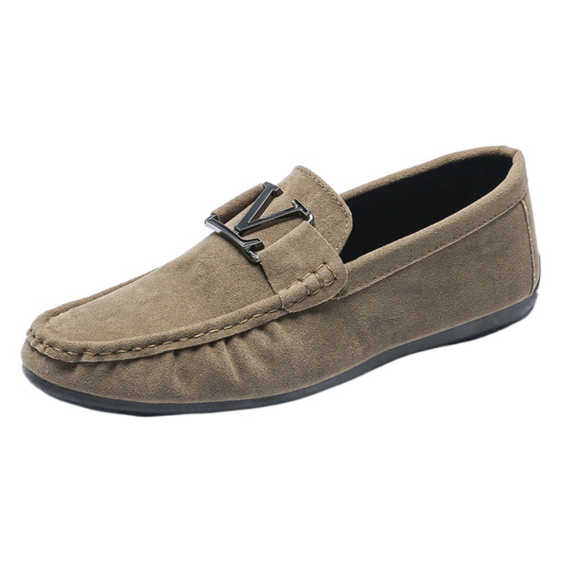 Doudou Shoes Men's New Summer Slip-On Lazy Casual Shoes Nubuck Leather Shoes Soft Sole Breathable Personality Versatile Korean Version