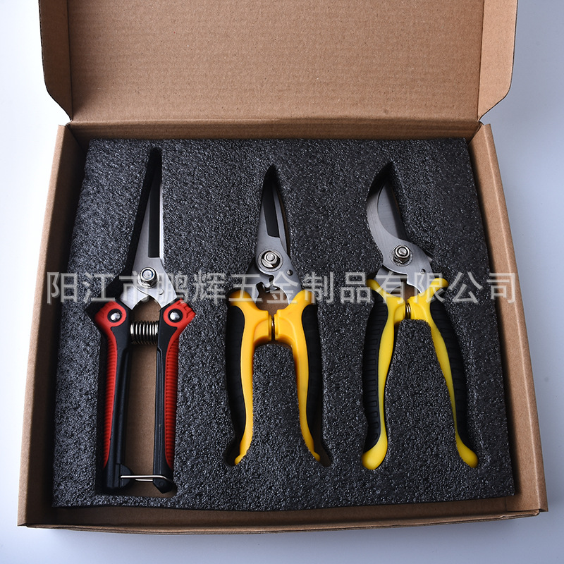 Amazon garden shears three-piece elbow coarse branch shears pointed flower shears gardening tools pruning shears suit