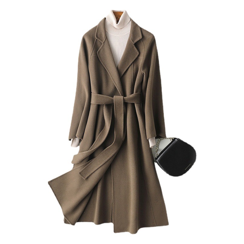 Double-Sided Cashmere Coat for Women, Mid-Length, Knee-Length, Loose, Large Size Woolen Coat, Autumn and Winter Style, High-End Style