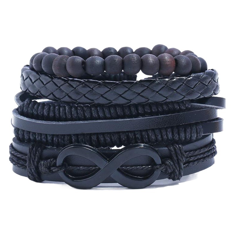 European and American simple retro suit bracelet diy woven leather bracelet men's leather bracelet a generation of hair