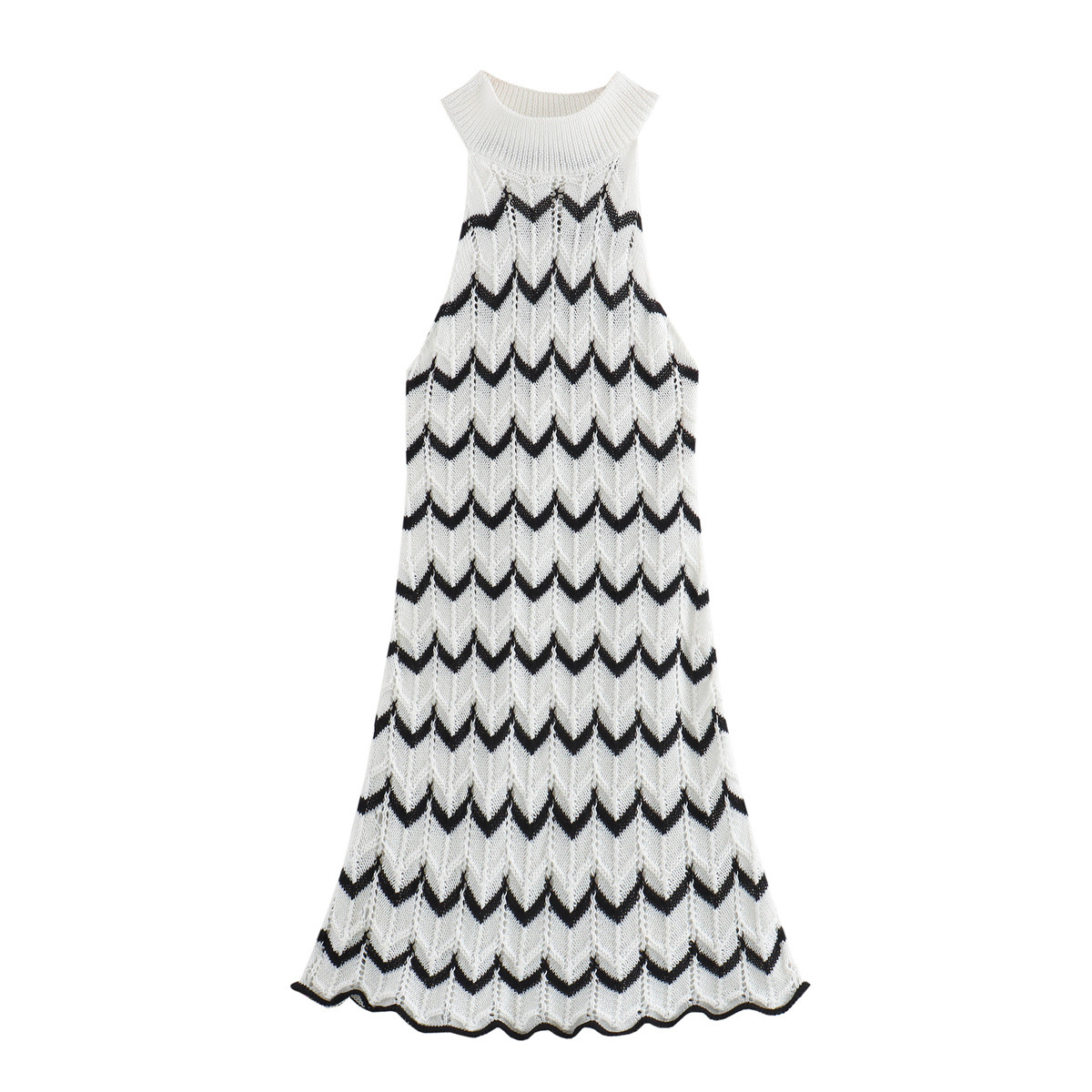 2024 summer cross-border European and American women's striped neck knitted dress
