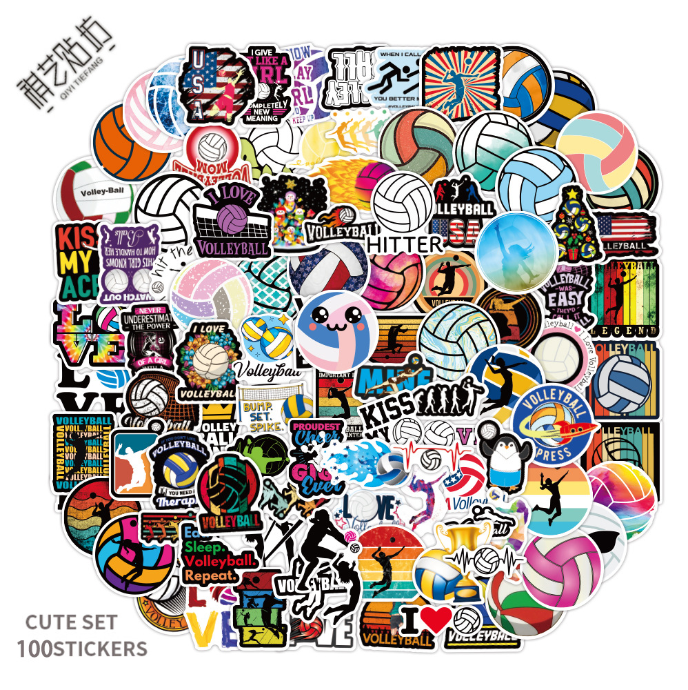 Picture of 100 new volleyball sports graffiti stickers trolley case luggage PVC waterproof stickers motorcycle stickers