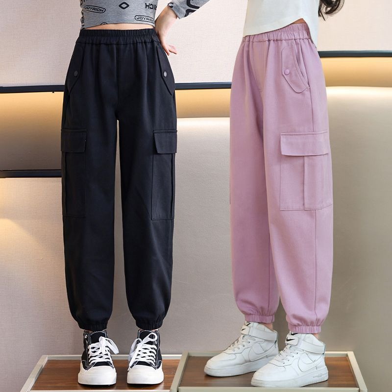 New Girls' Pants 2024 Spring and Autumn New Autumn Wear Sports Pants Autumn Women's Big Children's Trousers Crock Pants Casual