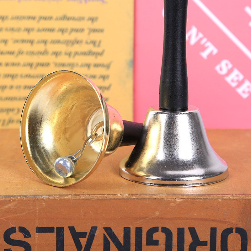 Picture of Christmas Supplies Santa Claus Wooden Hand Rattle Christmas Bell Decoration Gold Silver Class Bell Wholesale