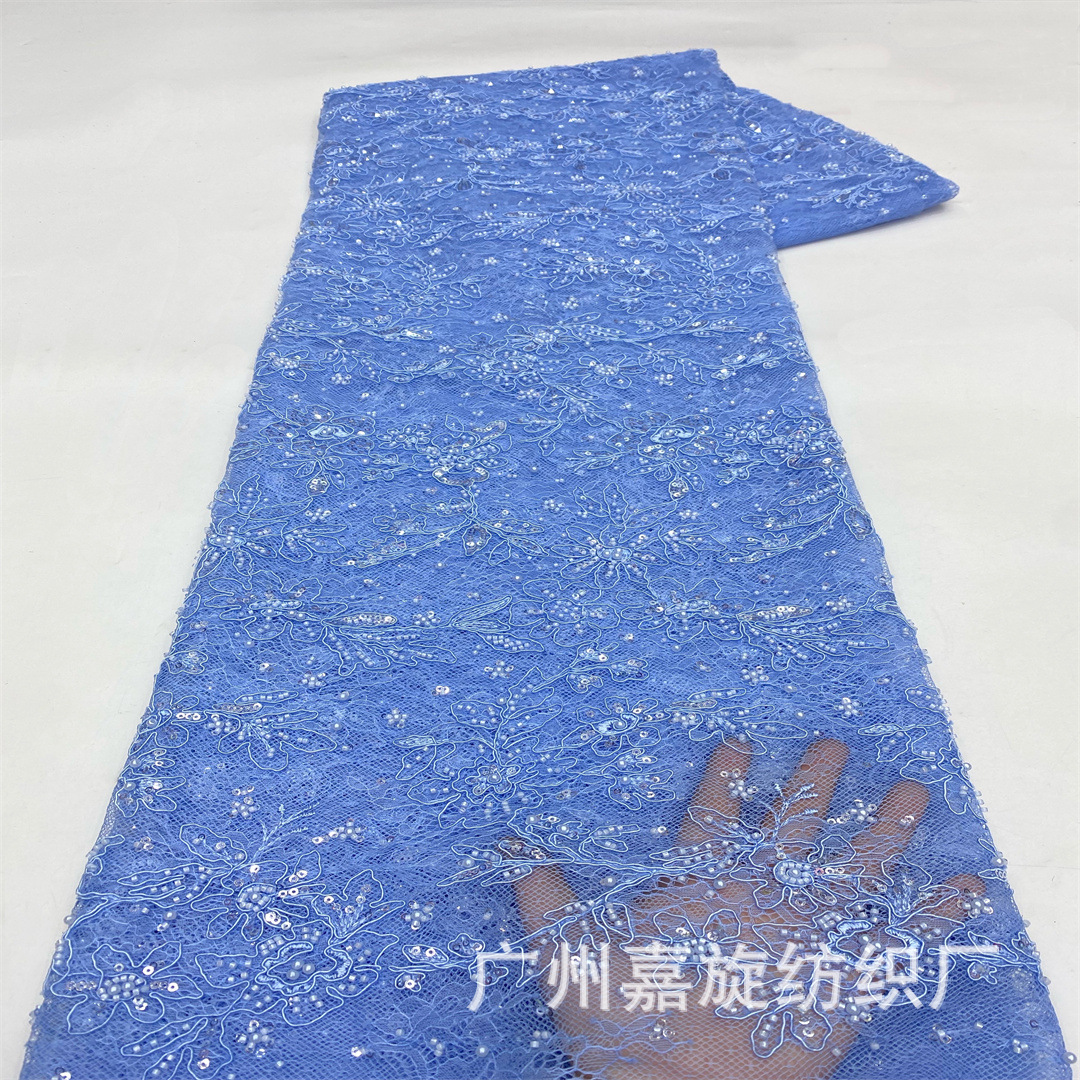 New Strand Rope Lace Bottom Sequin Bead Tube Embroidered Cloth Dress French Wedding Dress Cheongsam Skirt Hair Cap Fabric Fabric