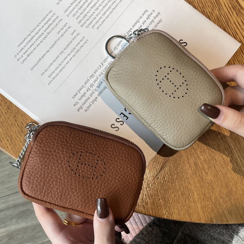 Picture of Genuine Leather Coin Purse for Women 2025 New Trendy Double Zipper Large Capacity Small Wallet Cowhide High-End Coin Bag Small Handbag