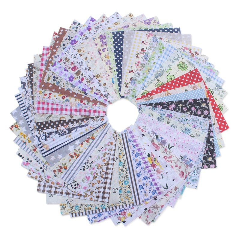 Pure cotton group 50 diy small flower cloth head garden flower 10*10cm pure cotton handmade doll cross-border e-commerce