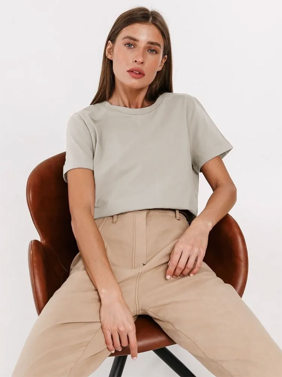 Picture of Cross-Border Short-Sleeved T-Shirt European and American 2025 Summer New Women's Fashion Casual Home Work Clothing Versatile Round Neck Short-Sleeved T-Shirt