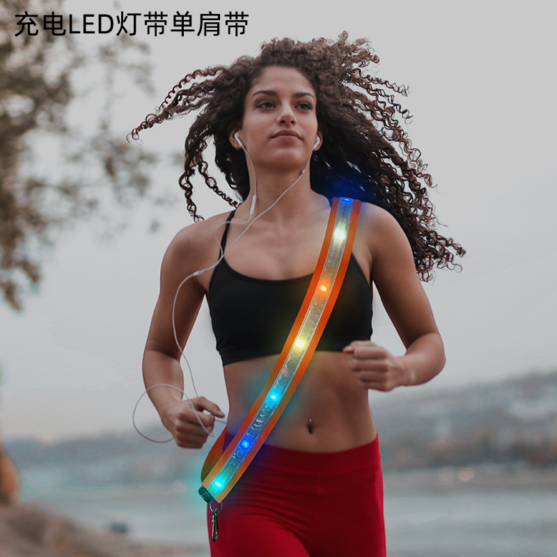 Outdoor student graduation ceremony dance climbing entertainment welcome party with USB rechargeable LED luminous unilateral shoulder strap