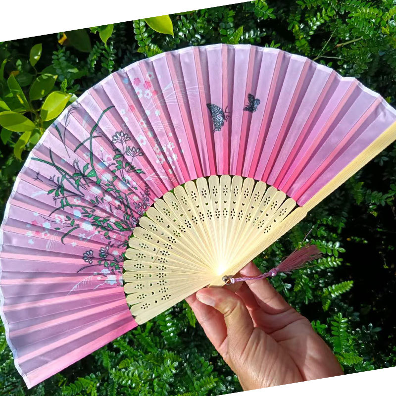 Picture of Folding Fan Bamboo Ancient Fan Student Girl Chinese Style Small Fan Scenic Spot Export Wholesale Retail Gift Decorative Fan