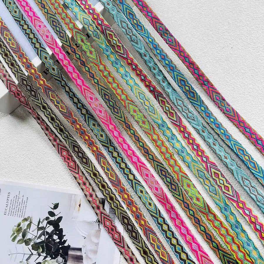 Jacquard Ribbon Ethnic Lace Geometric Clothing Home Accessories Width 1.2cm A- 2976