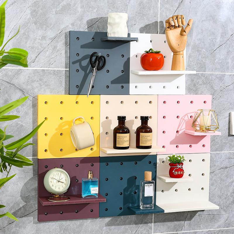 Perforated Board Wall Combination Wholesale Punch-Free Plastic Home Kitchen Living Room Entrance Wall Perforated Board Storage Rack