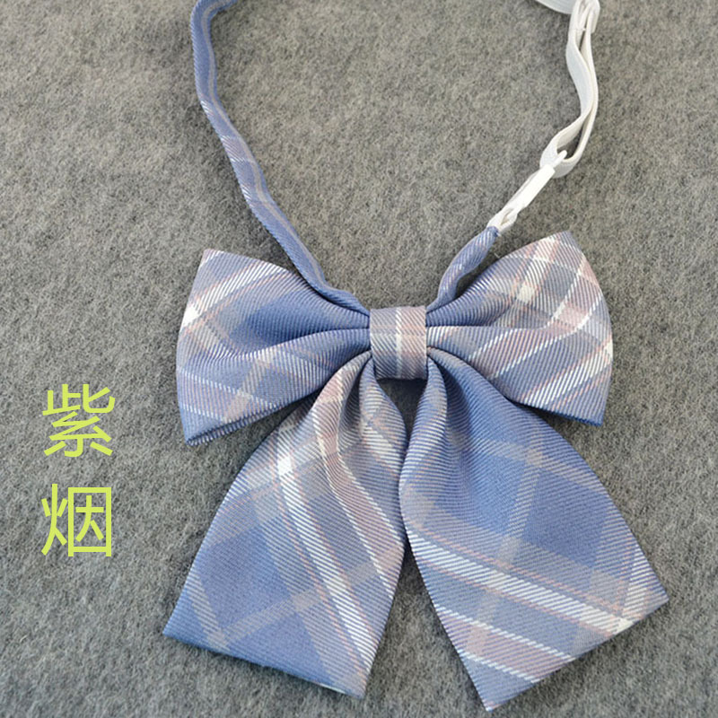 Picture of Hot-selling College Style Oka Pear Field Soot Black Bow Plaid Flat Horn JK Collar Bow Tie Shirt Accessories