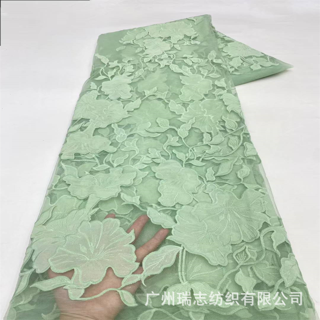 Spot foreign trade embroidery lace mesh embroidery fabric floating flower dress wedding dress lace Dress lace