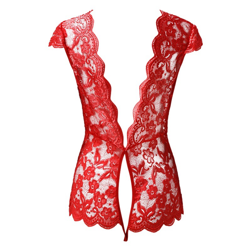Factory wholesale sexy underwear backless deep V-neck lace passion temptation pajamas hollow sexy underwear